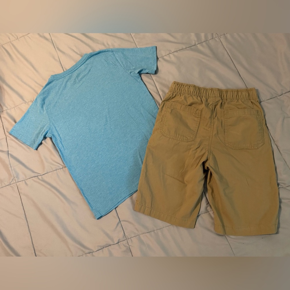 Tommy Hilfiger Boys 12 L Blue T-Shirt Children’s Place Khaki Beige Shorts Set - Picture 2 of 4